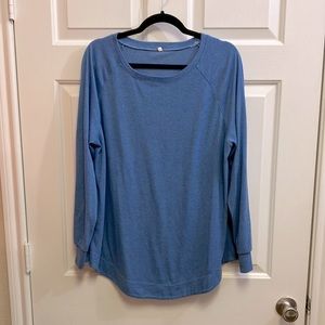 Blue Long-sleeved Scoop-neck Pullover Top Size XXL